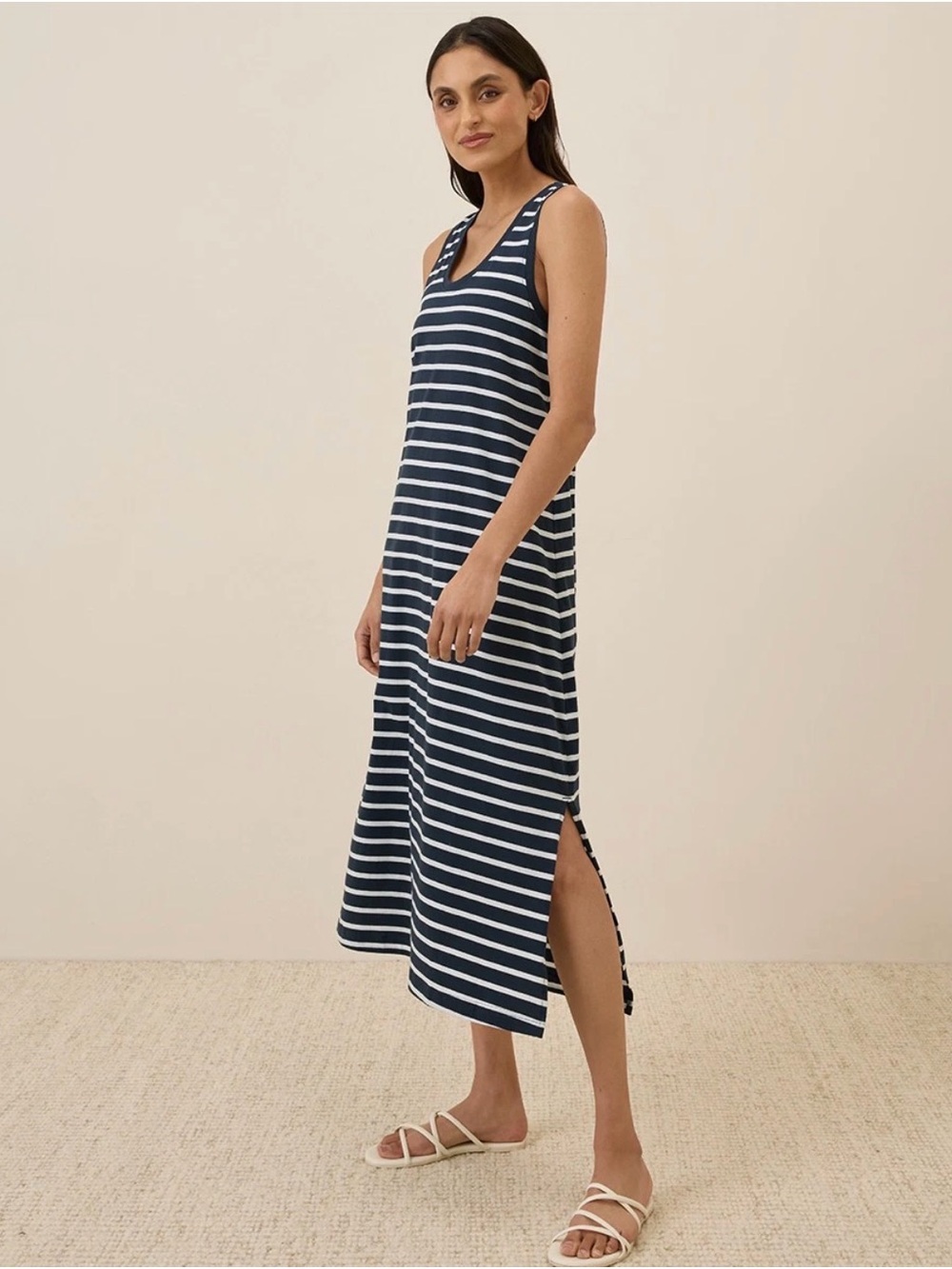 Women's Monterey Stripe Softspun Tank Midi Dress XXL - Picture 4 of 12